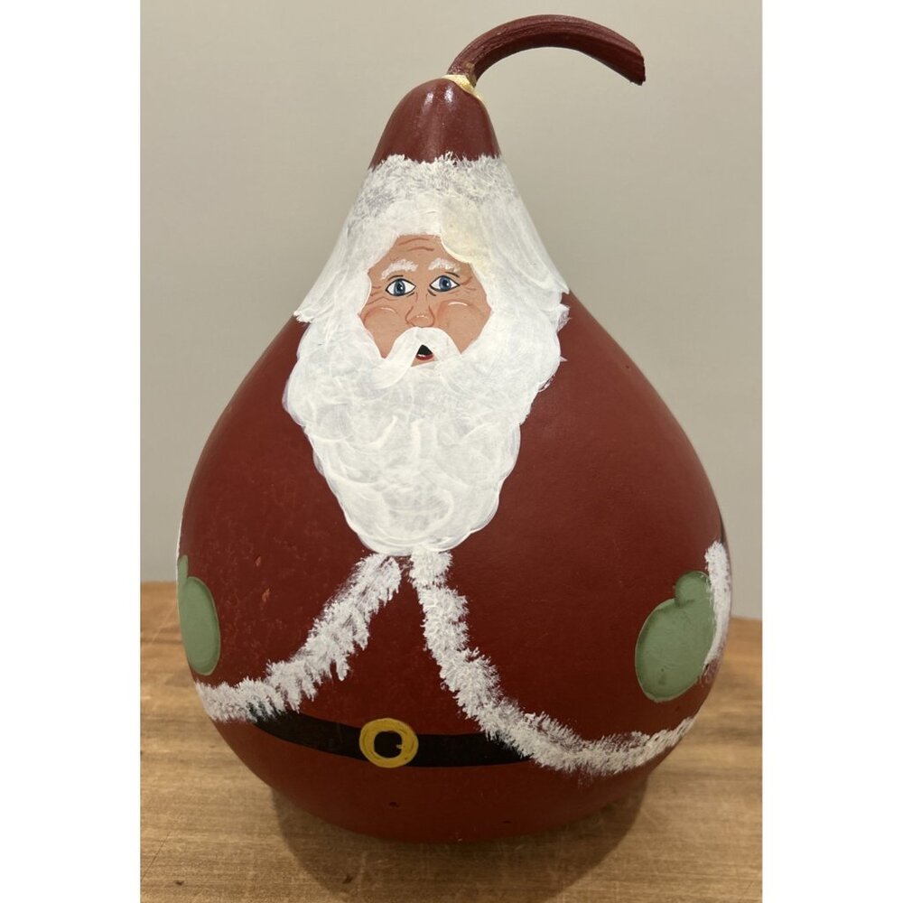 Hand Painted Santa Claus Gourd Christmas Holiday Artist Signed Mary Williamsburg